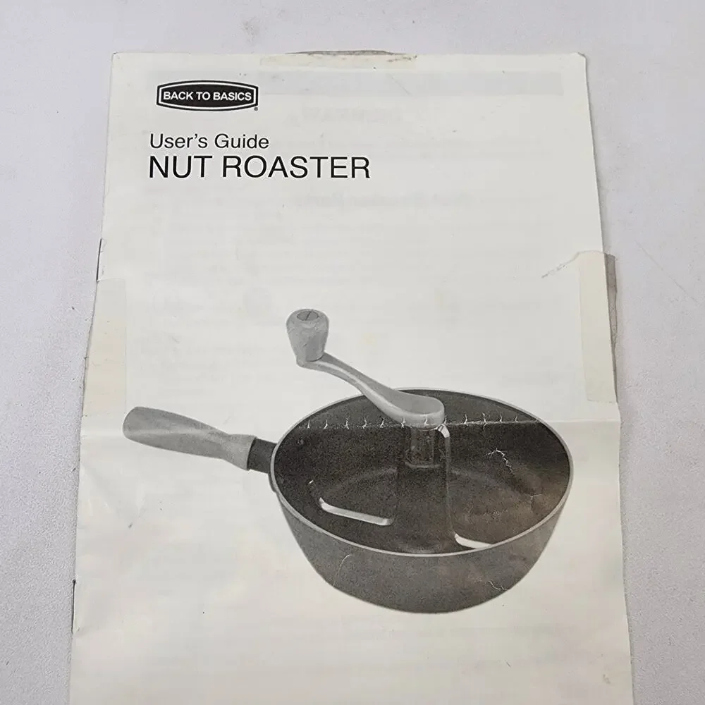 Back To Basics Stovetop Rotating Stir Handle Nut Roaster W/ Guide & Recipes